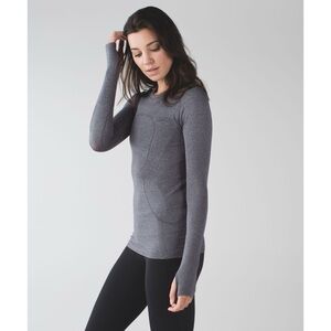 Lululemon Swiftly Tech Long Sleeve Heathered Black Grey Activewear Workout Gym